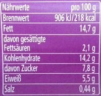 Humus Cashew & Rosinen - Nutrition facts - de