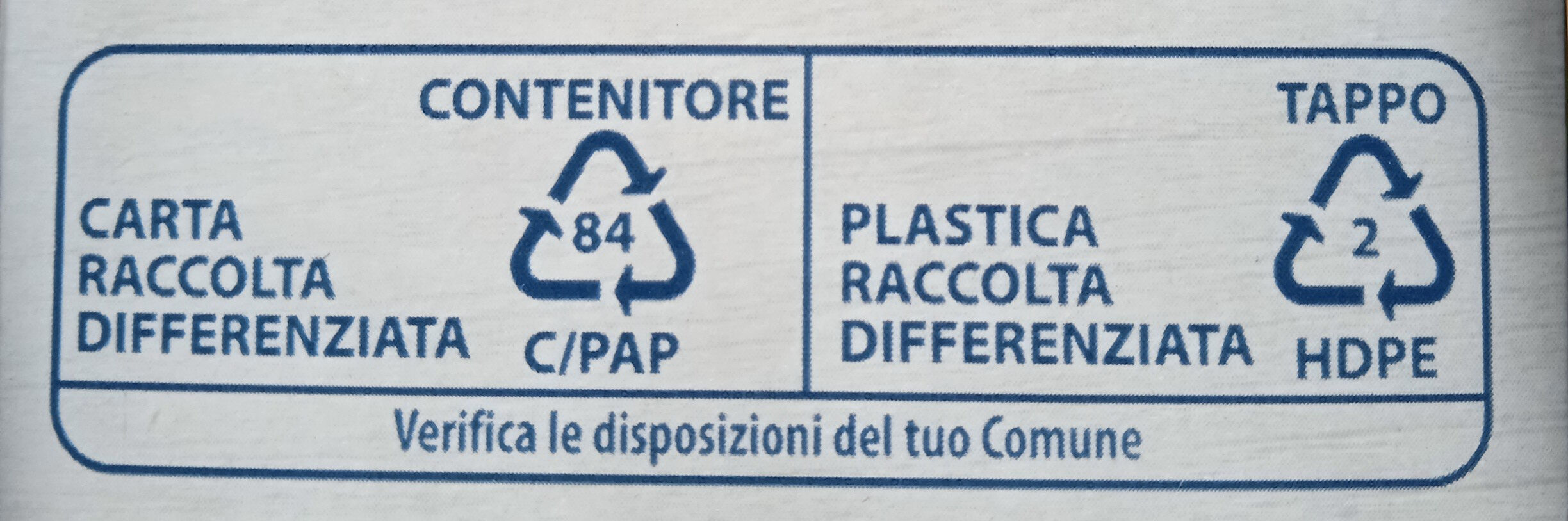 Latte intero UHT - Recycling instructions and/or packaging information - it