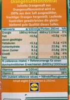 Jus d'orange à base de concentré - Nutrition facts - fr