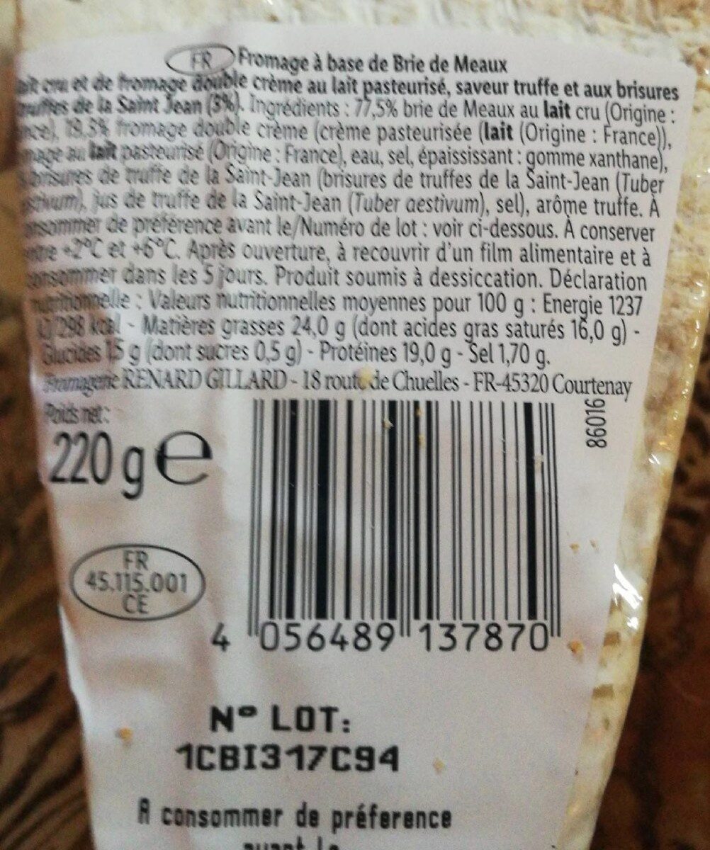 Brie - Nutrition facts - fr