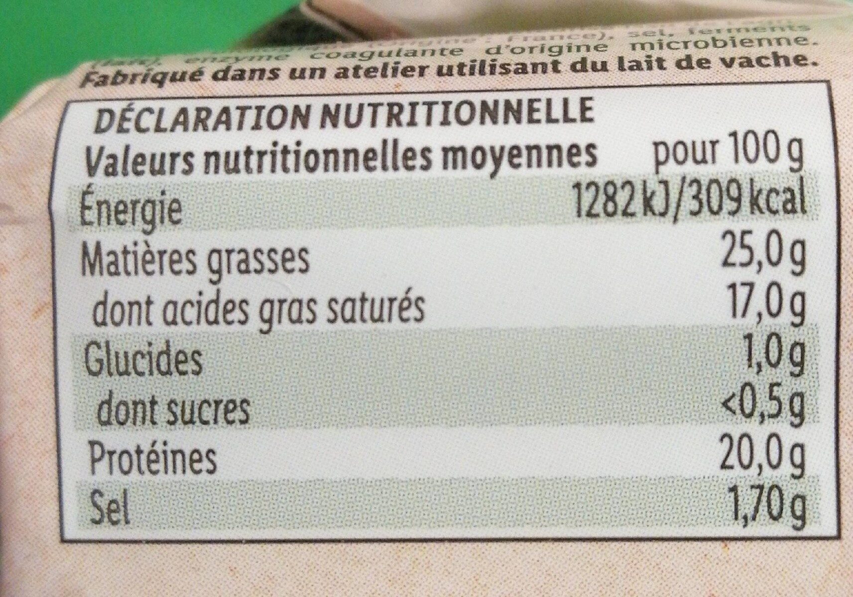 Bûche de chèvre - Nutrition facts - fr