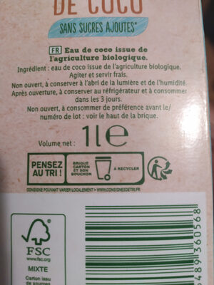 Eau de coco - Recycling instructions and/or packaging information - fr