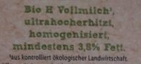 Bio Organic Haltbare Vollmilch - Ingredients - de