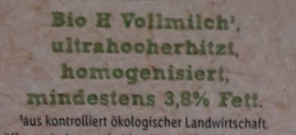 Bio Organic Haltbare Vollmilch - Ingredients - de