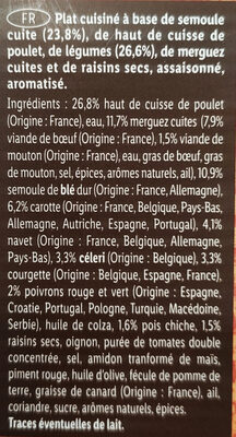 Couscous poulet et merguez - Ingredients - fr