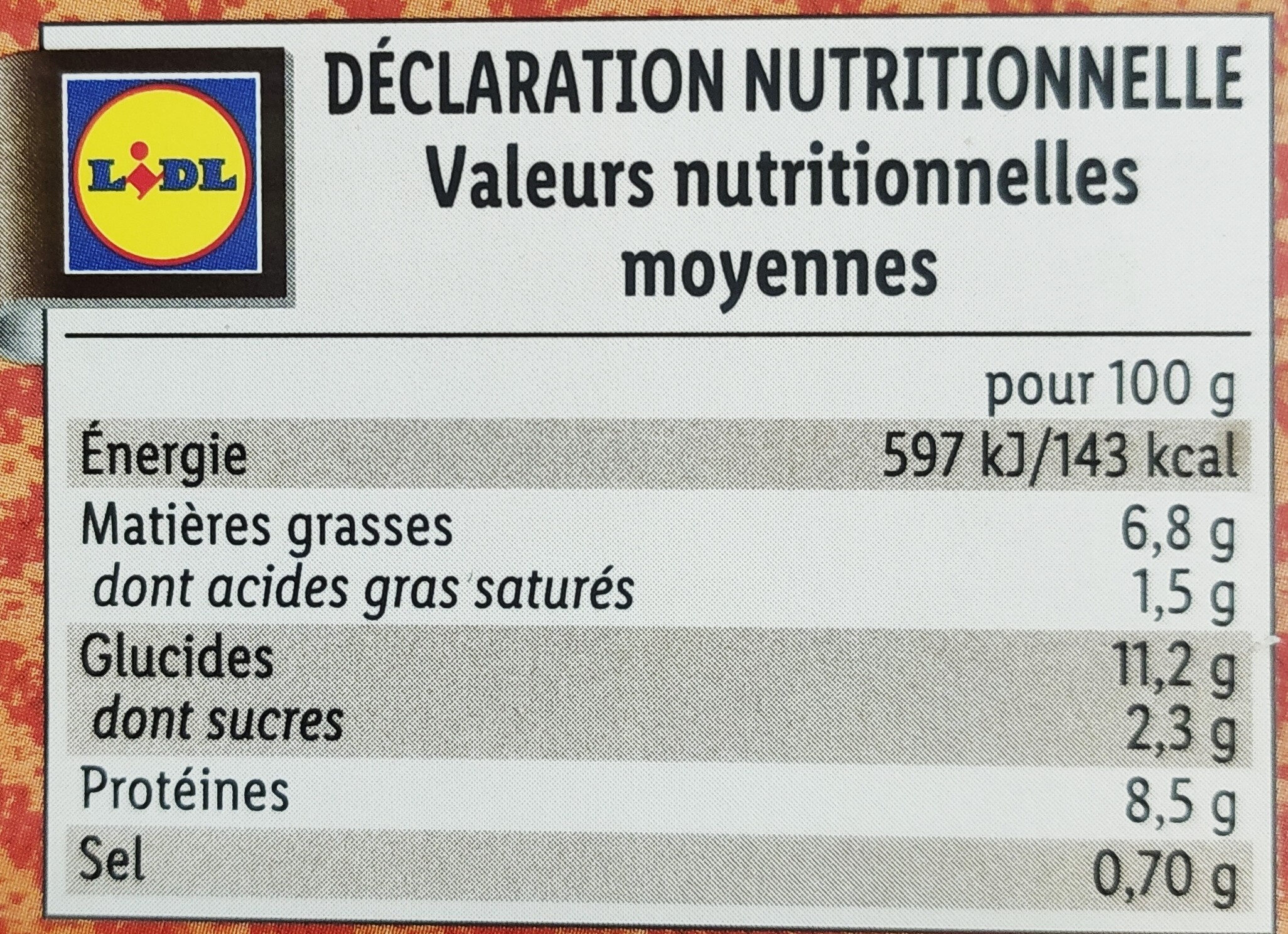 Couscous poulet et merguez - Nutrition facts - fr