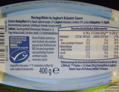 Heringsfilets in Joghurtsauce mit Kräutern - Ingredients - de