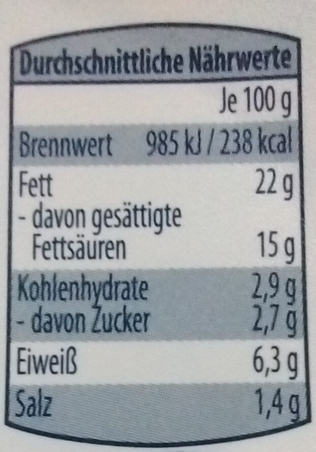 Cremia Kräuter - Nutrition facts - de