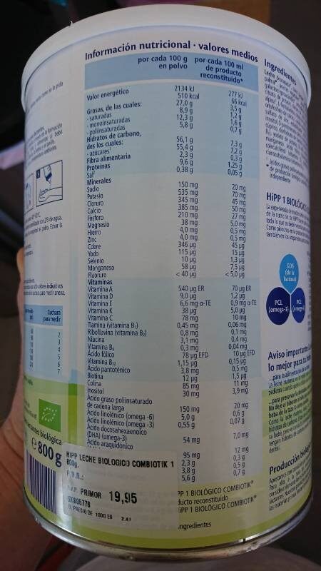 Hipp Combiotik 1 Leche Lactante - Nutrition facts - es