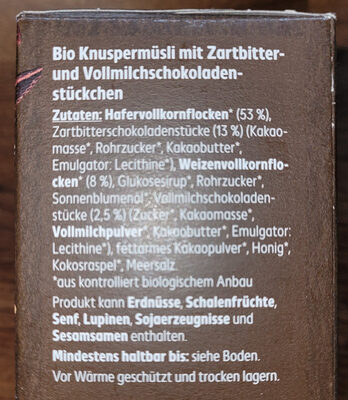 K Bio Schoko - Knusper - Müsli - Ingredients - de