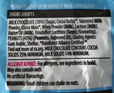 Milk chocolate peanuts - Ingredients - en