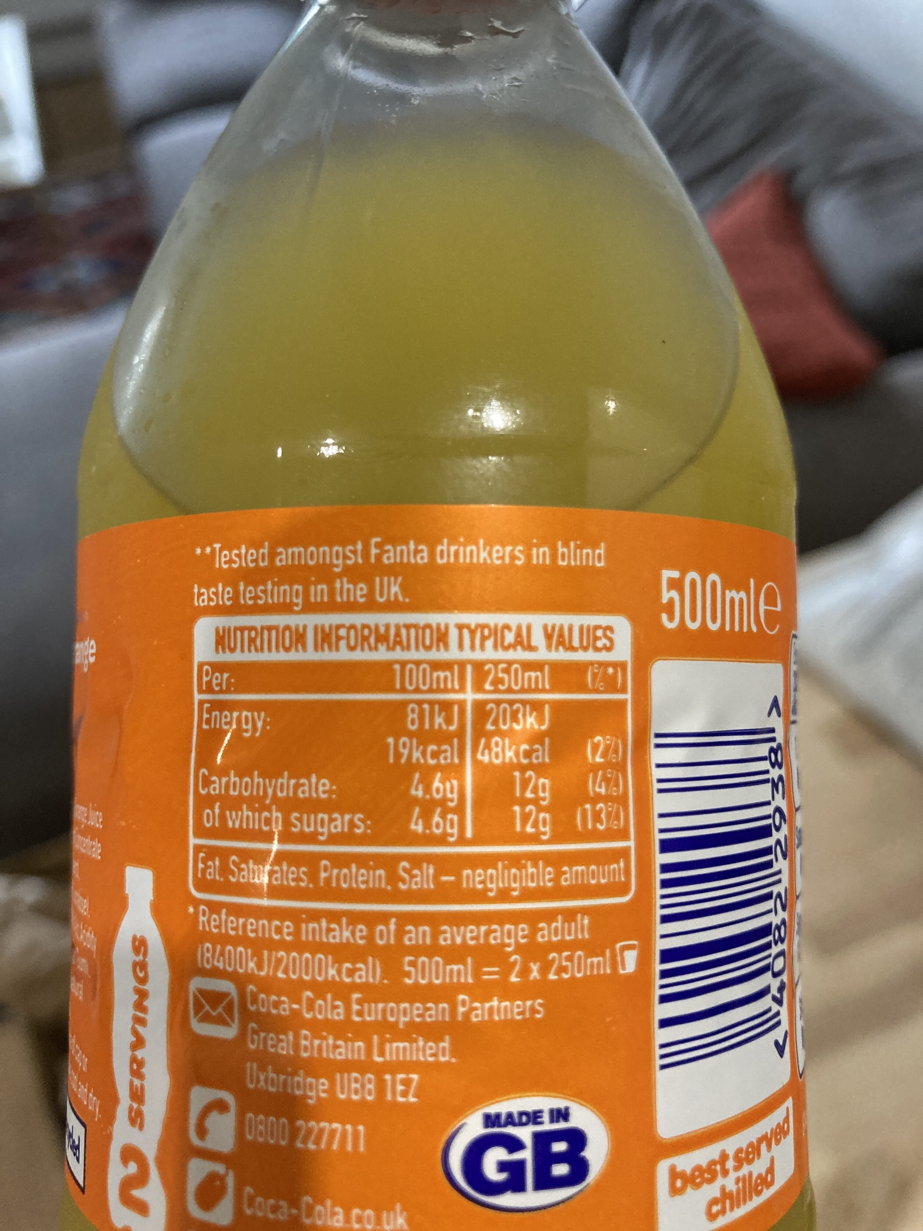 Fanta orange boisson gazesues - Nutrition facts - fr