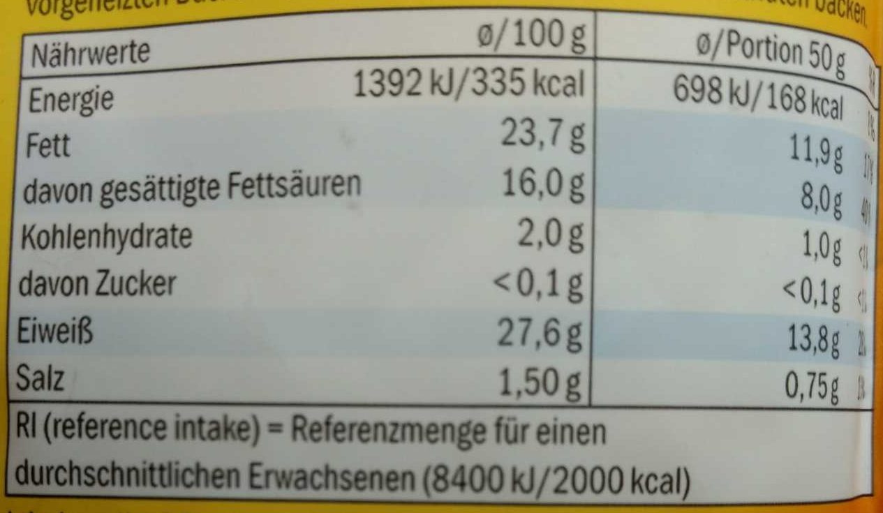 Gratin-Käse - Nutrition facts - de
