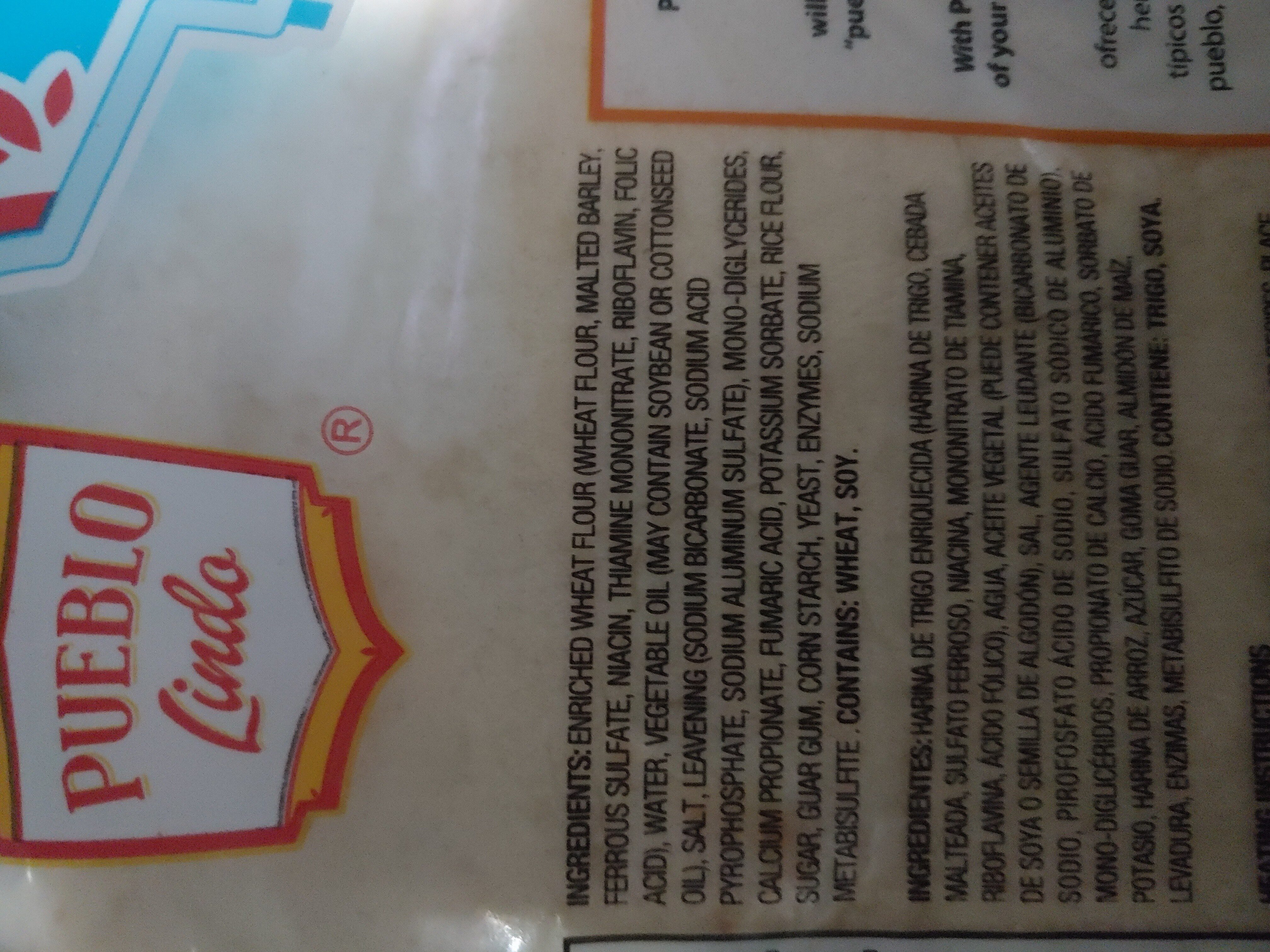 Flour tortilla - Ingredients - en