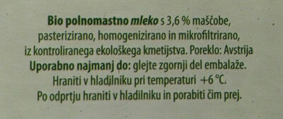 BIO MLEKO 3.6 % - Ingredients - sl