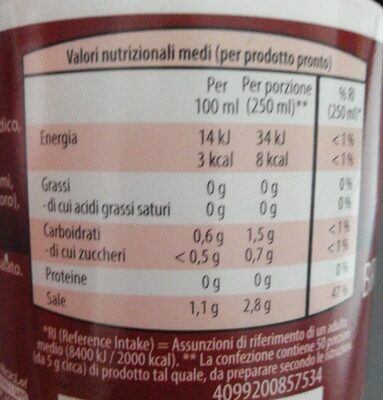 Brodo granulare 250 gr - Nutrition facts