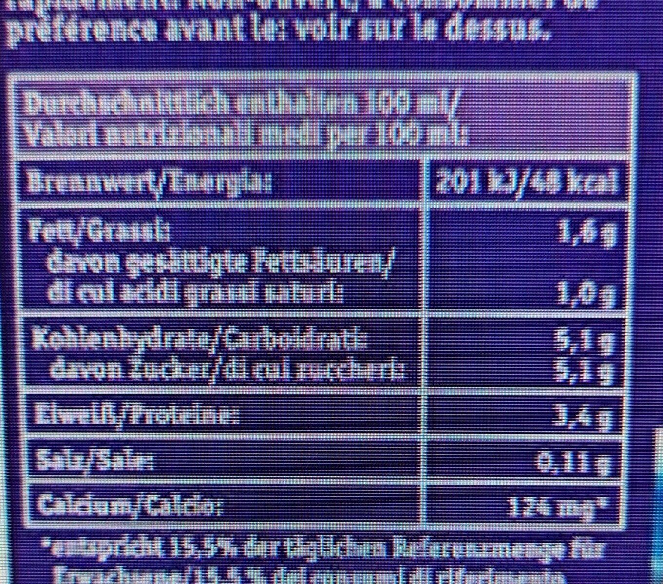 Haltbare Bio-Alpenmilch 1,5 % - Nutrition facts - de