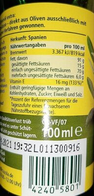 Mazola Olivenöl - Nutrition facts - de