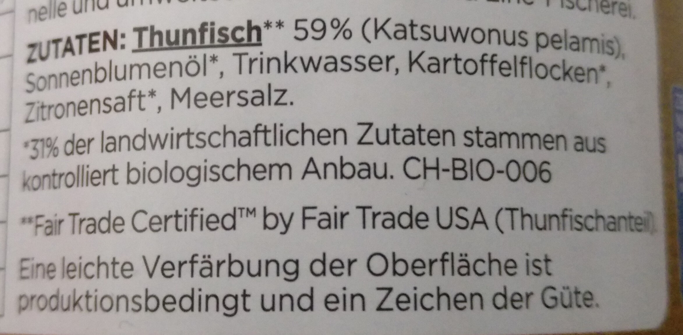 Thunfisch-Aufstrich - Ingredients - de