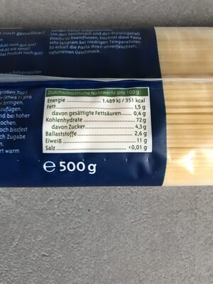Spaghetti aus Hartweizen - Nutrition facts