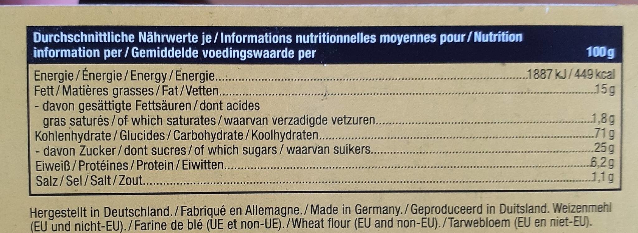 DER KEKS - Nutrition facts - de