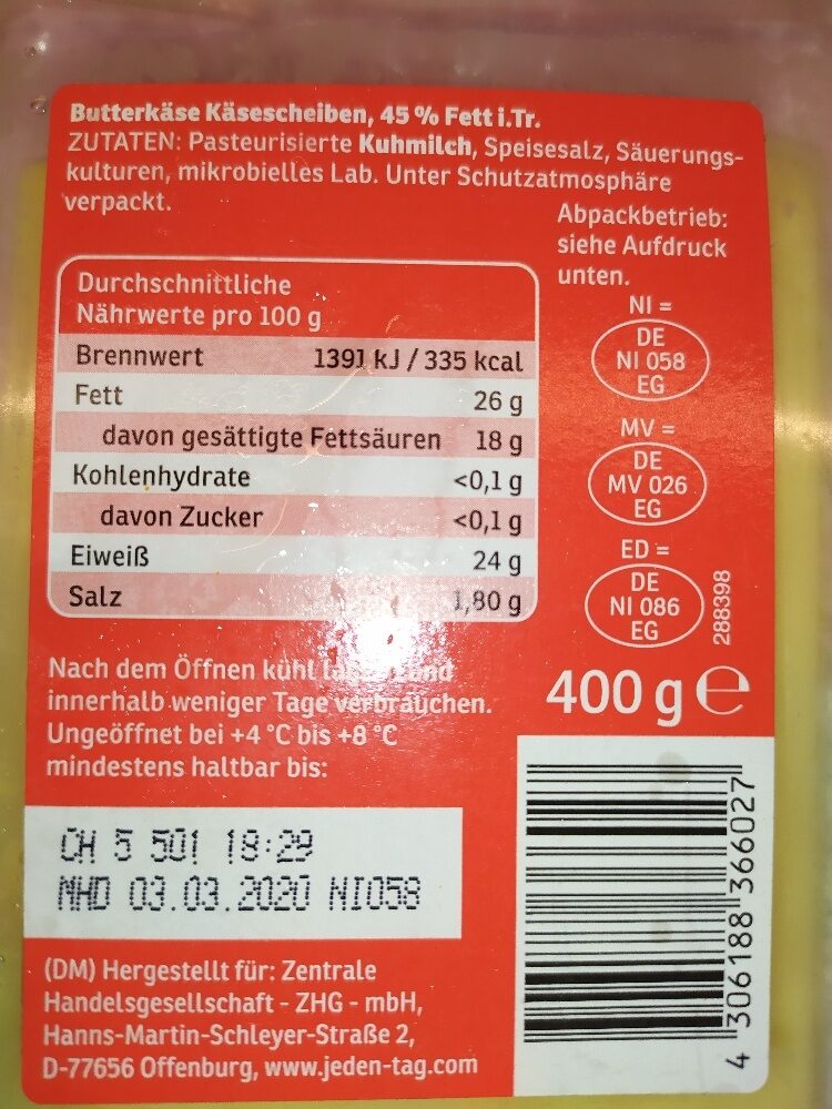 Butterkäse - Ingredients - de