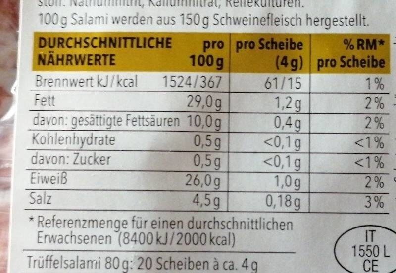 Trüffel Salami - Nutrition facts - de