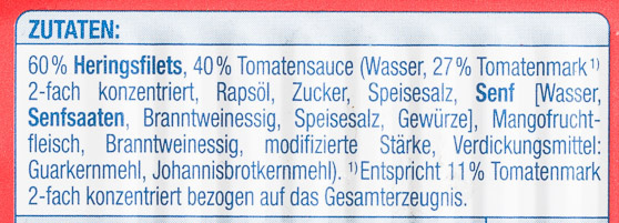 Herings Filets geteilt, in Tomatensauce - Ingredients - de