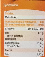 Backfee Feine Speißestärke - Nutrition facts - de