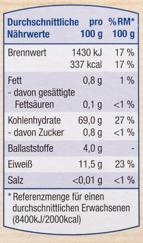 Hartweizen-Grieß - Nutrition facts - de