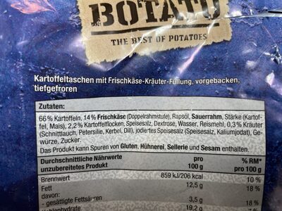 Kartoffeltaschen mit Frischkäsekreutern - Ingredients - de