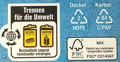 Fettarme H-Milch - Recycling instructions and/or packaging information - de