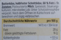 Butterkäse in Scheiben (mild) - Ingredients - de