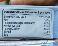 Vollmilch Kuvertüre - Nutrition facts - de