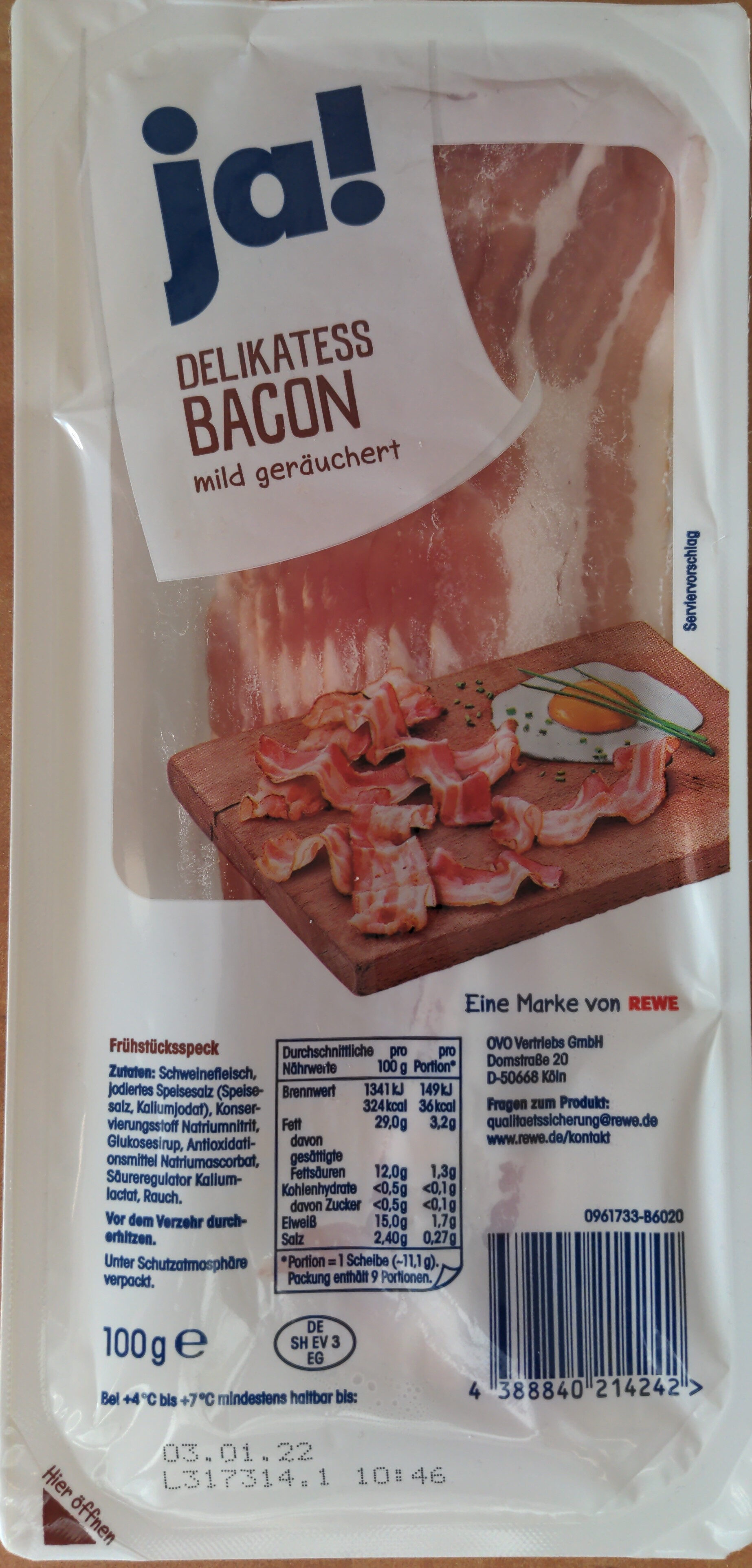 Delikatess Bacon mild geräuchert - Product - de