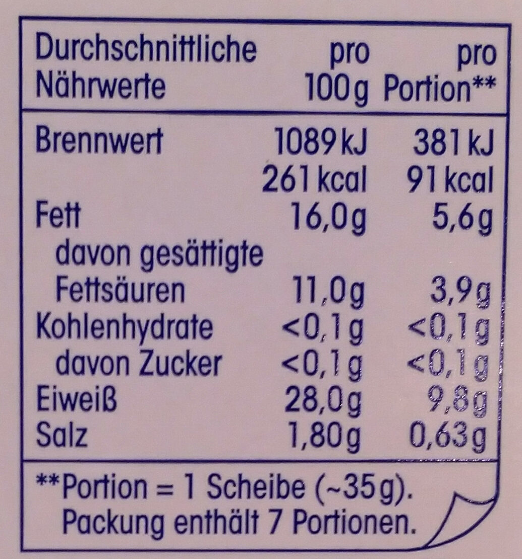 Käse-Aufschnitt leicht - Nutrition facts - de