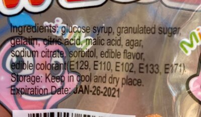 Worms gummy - Nutrition facts - fr