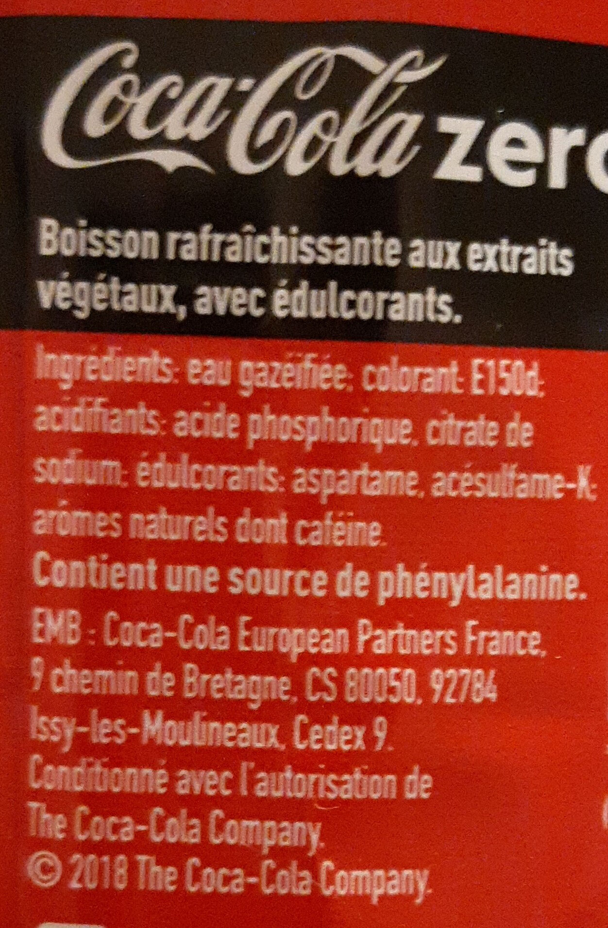 Coca-Cola sans sucres - Ingredients - fr