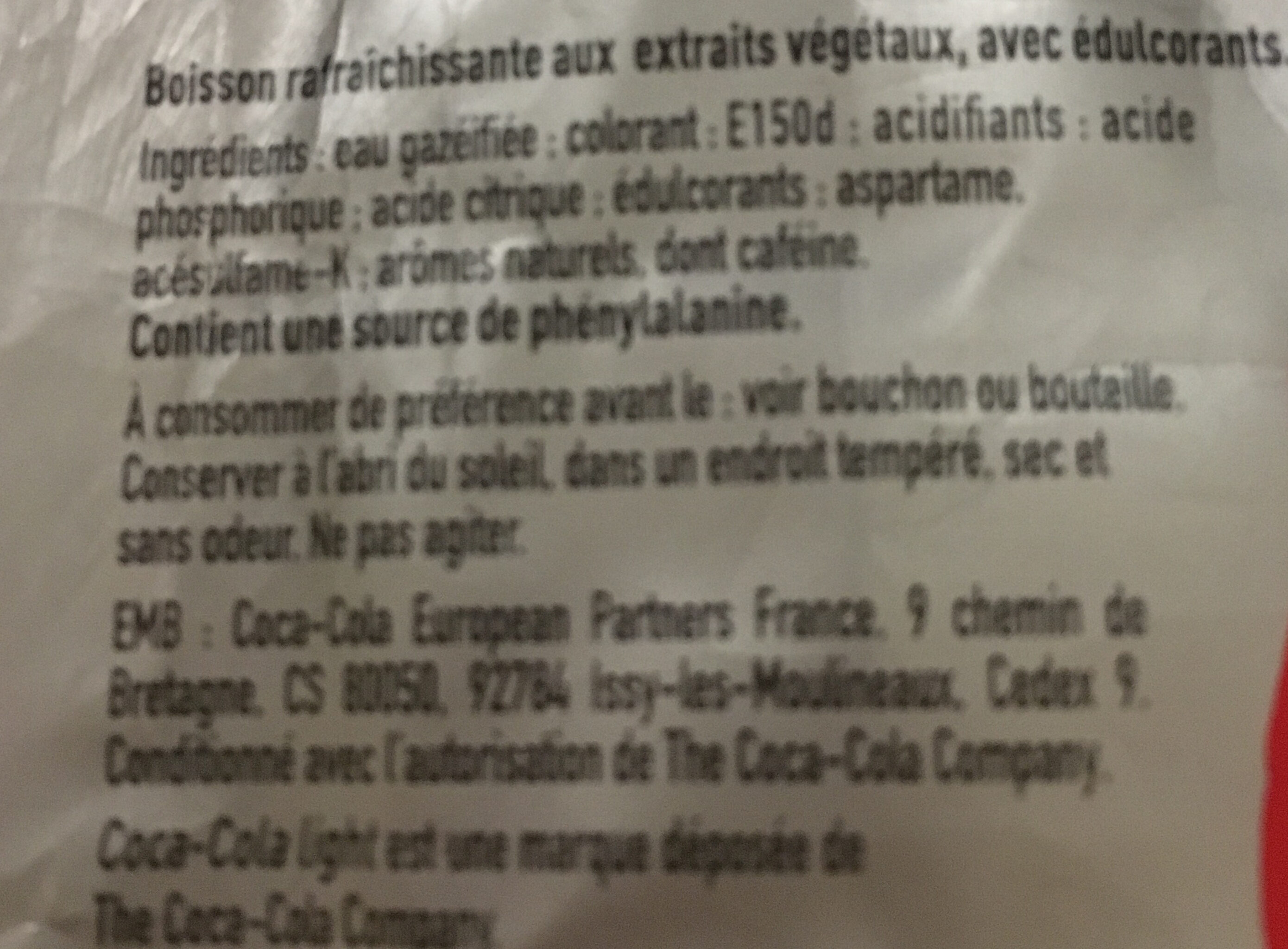 Coca-Cola light taste - Ingredients - fr