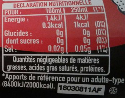 Coca-Cola zéro sucres - Nutrition facts - fr