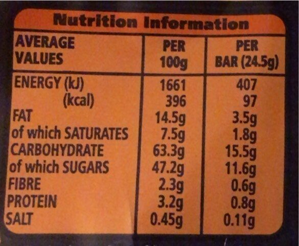 Jaffacakes bars - Nutrition facts - en