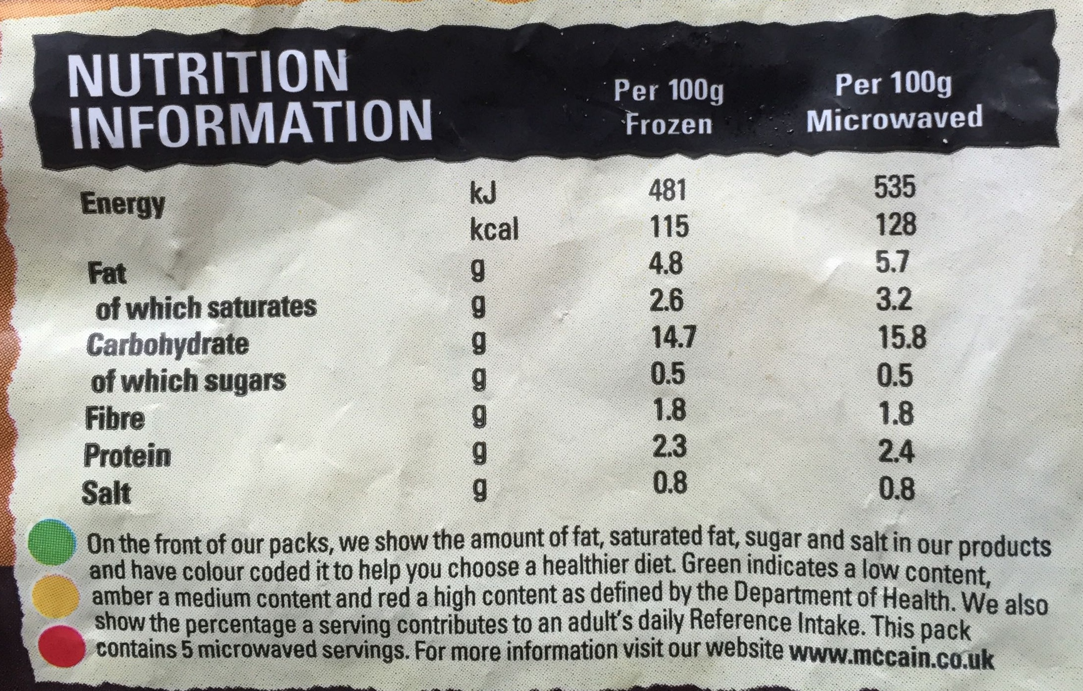 Mashed Potato - Nutrition facts - en