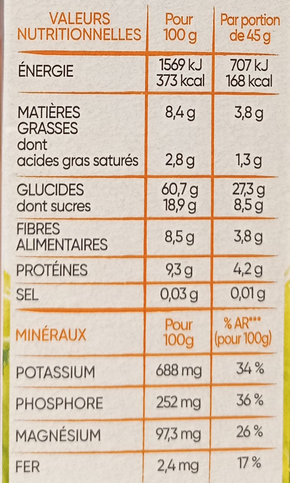 Muesli bio 36% fruits, noix & graines - Nutrition facts - fr