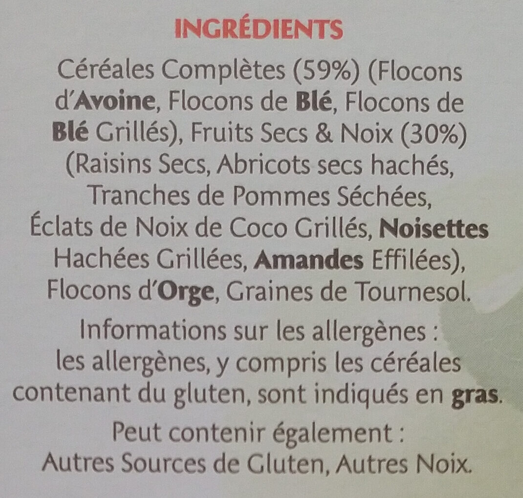 Special Muesli 30% fruits & noix - Ingredients - fr