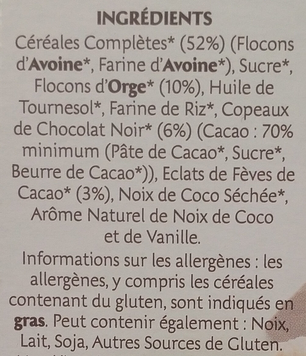 Country crisp bio Chocolat Noir - Ingredients - fr