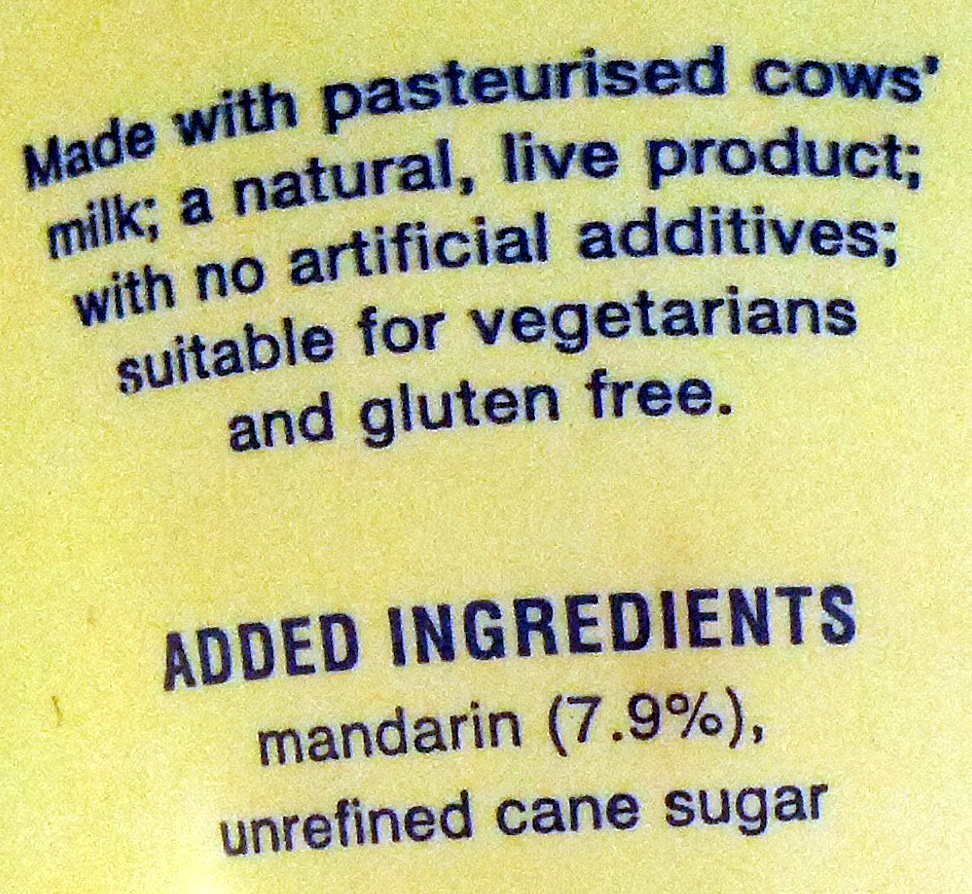 Longley farm mandarin yoghurt - Ingredients - en