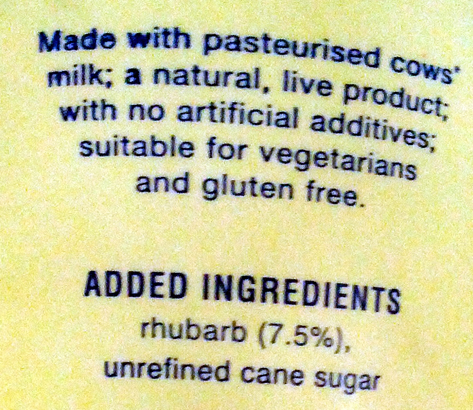 Rhubarb Yoghurt - Ingredients - en