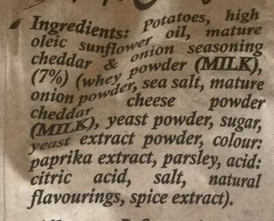 Mature cheddar & onion - Ingredients - en