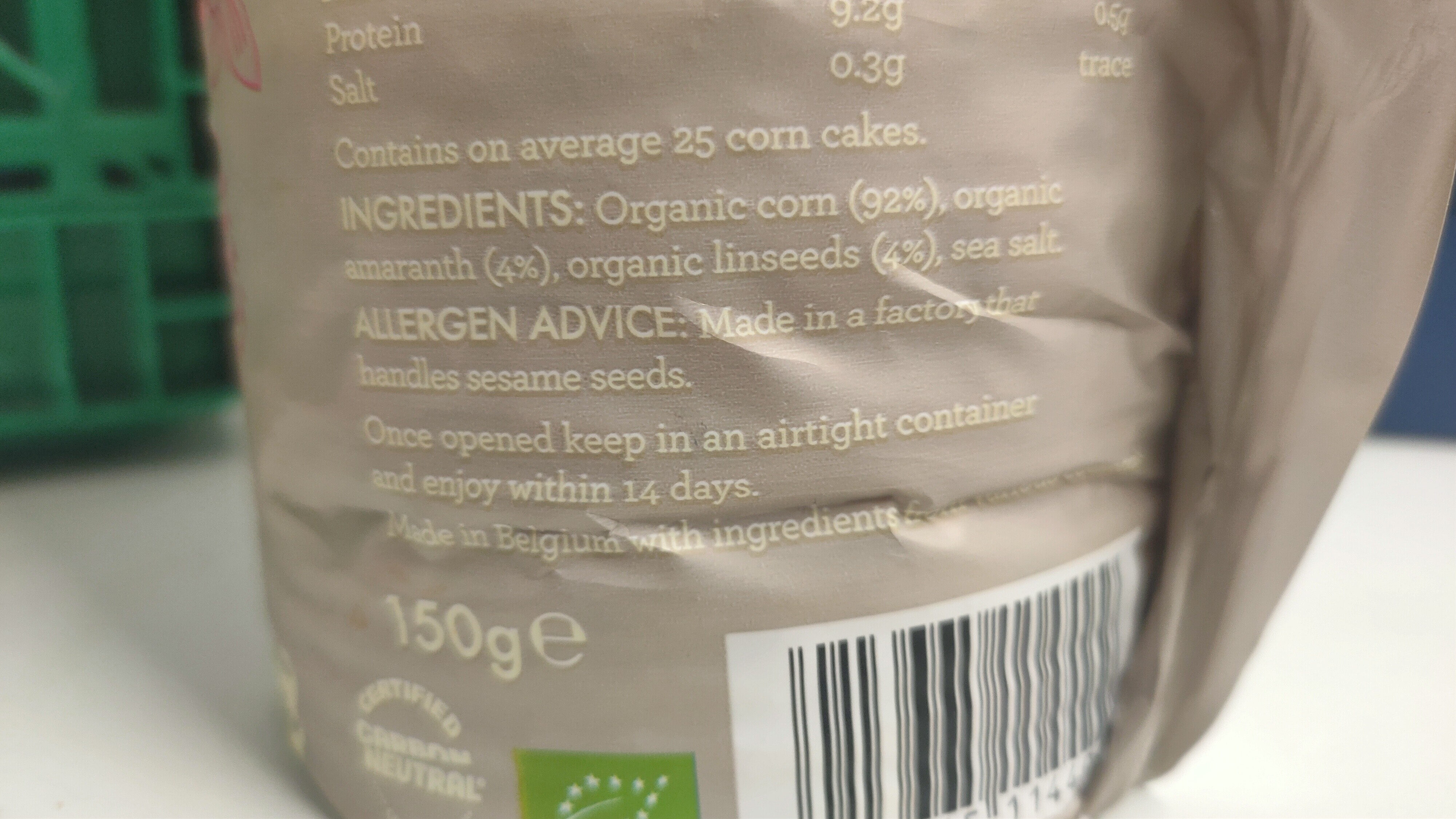 Ancient Grains Organic Amaranth & Linseed Corn Cake Thins - Ingredients - en