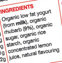Rachel's Organic Rhubarb bio-live yogurt - Ingredients - en